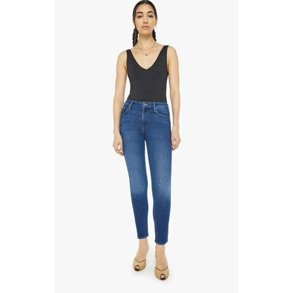MOTHER High Waisted Looker Ankle Blue Denim 31x27 EUC - Picture 1 of 8